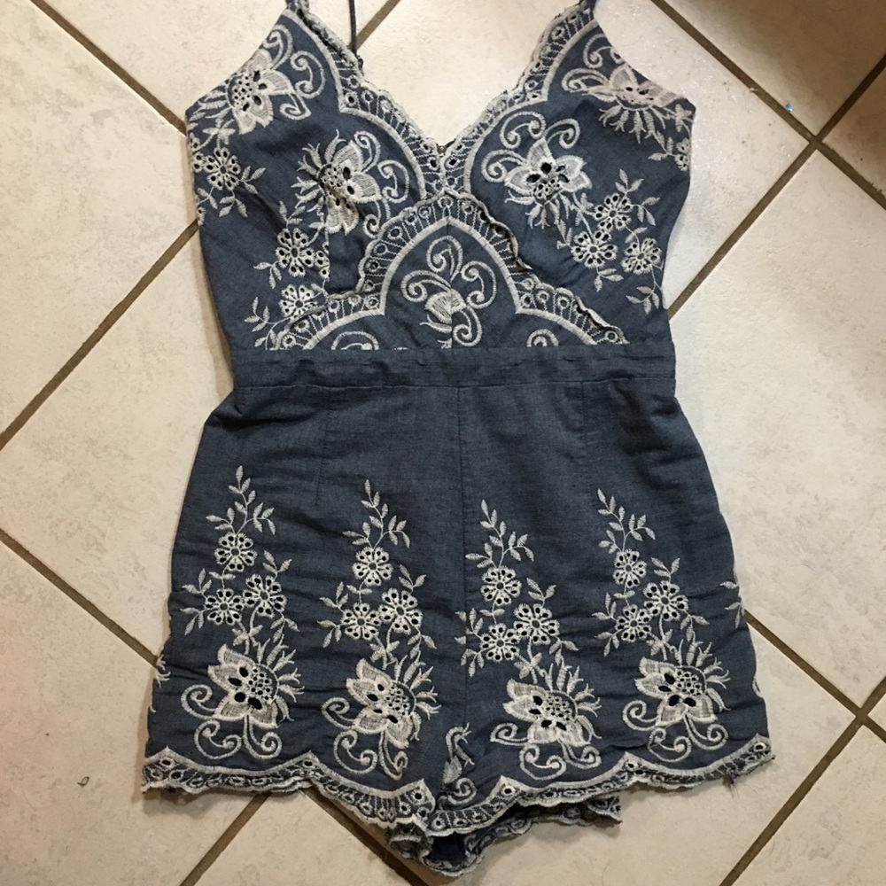Adorable chambray/lace romper.